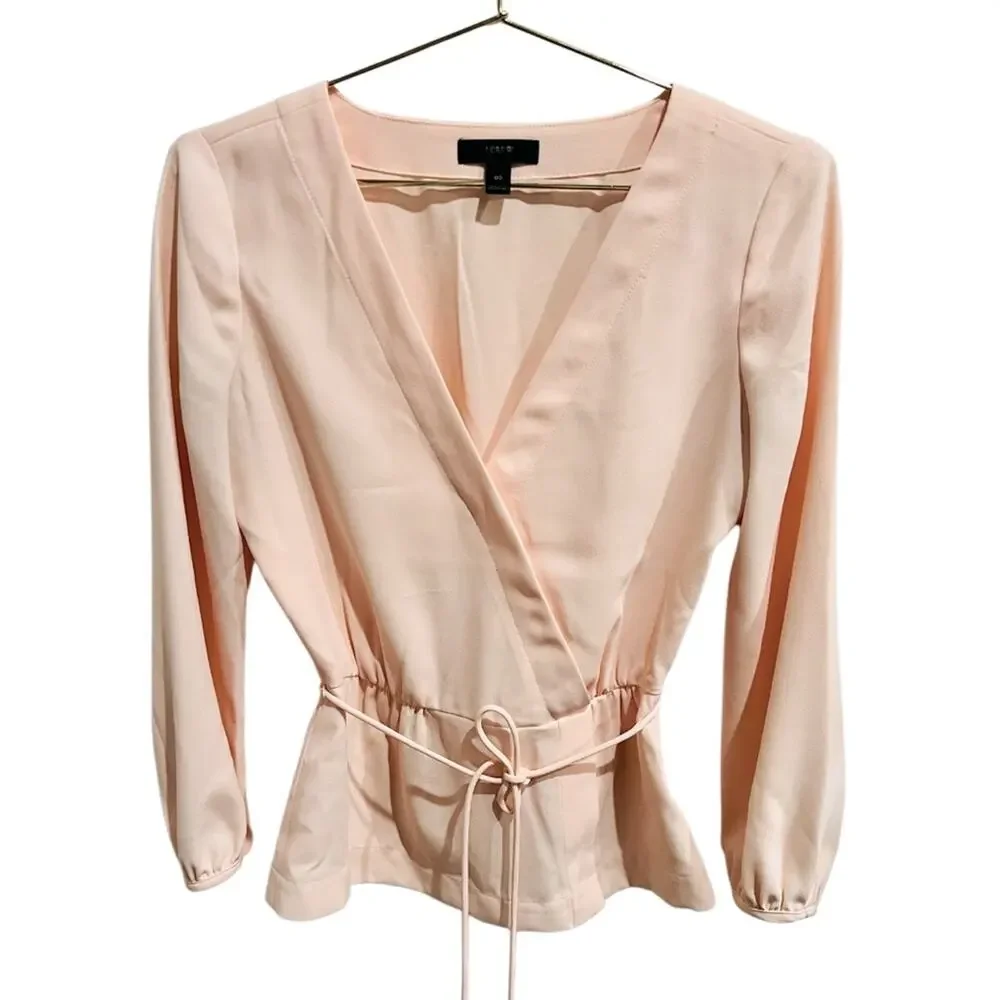 J.Crew Drapey crepe faux-wrap top Pink Size 00